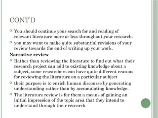 Comprehensive Guide to Conducting a Literature Review in Research | PPTX