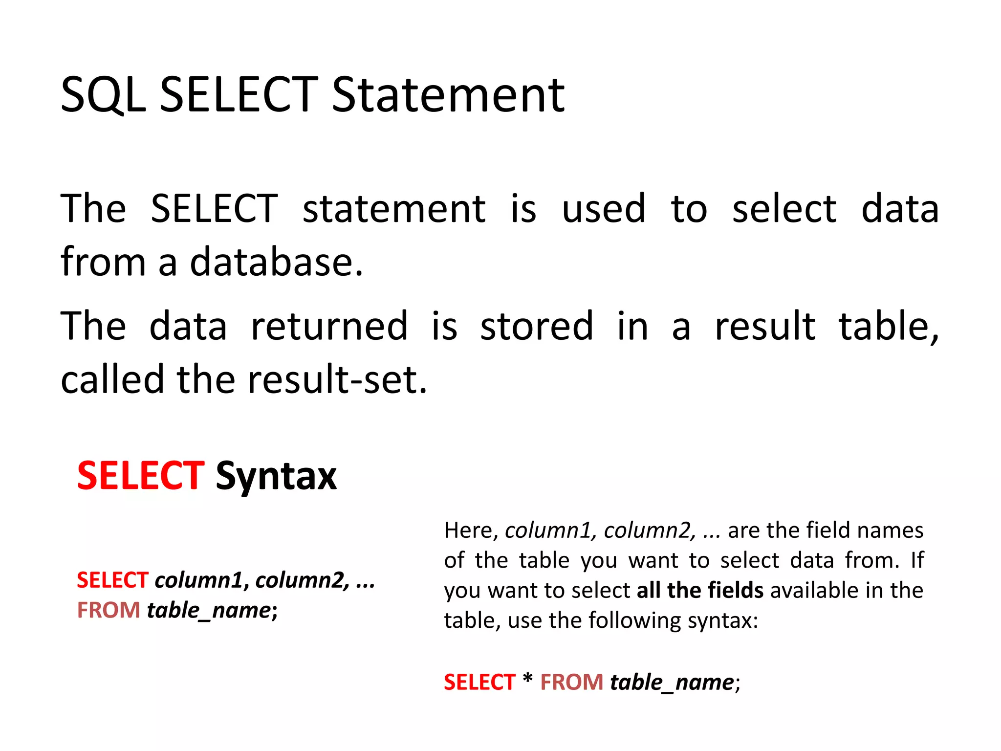 Reviewing SQL Concepts | PPT