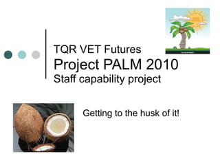 TQR VET Futures   Project PALM 2010 Staff capability project Getting to the husk of it! 