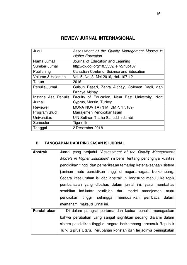 REVIEW JURNAL INTERNASIONAL MONA NOVITA " ASSESSMENT OF THE QUALITY M…