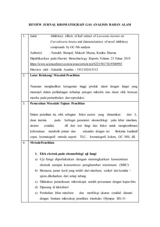 Review Jurnal Kromatografi Gas | PDF