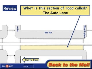 Review What is this section of road called? The Auto Lane SW 5th Alder Washington Traffic Flow 