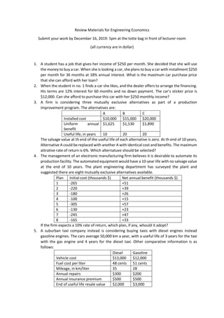Review materials for engineering economics | PDF