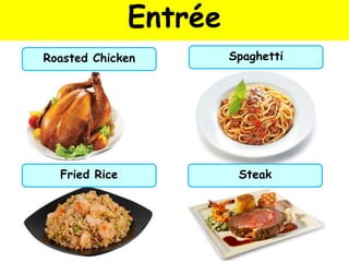 Entrée
Roasted Chicken Spaghetti
Fried Rice Steak
 
