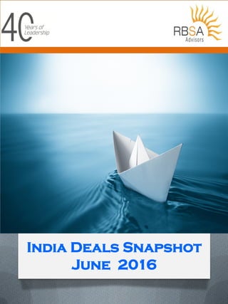 India Deals Snapshot
June 2016
 