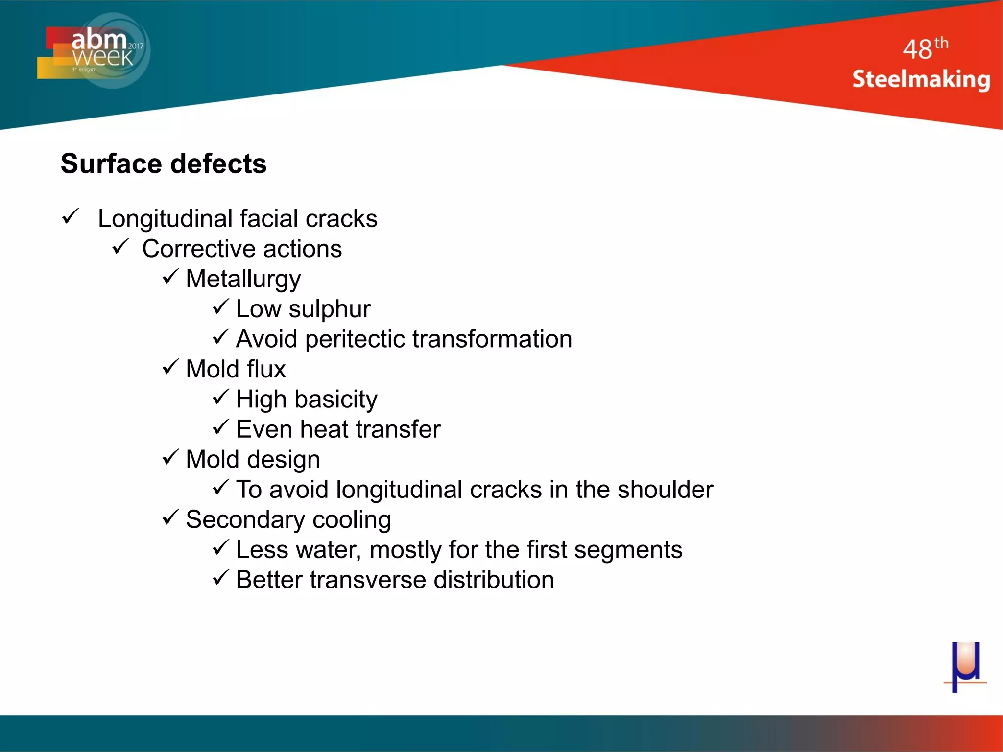 Review of defects in beam blank casting and the measures proposed for ...
