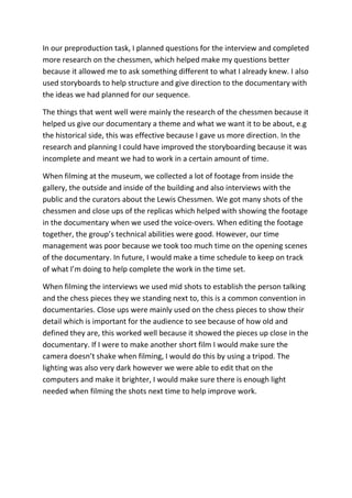Documentary Questions Examples Review of documentary | DOCX