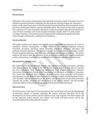 Review of education policy in uganda | PDF
