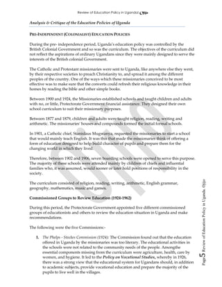 Review of education policy in uganda | PDF