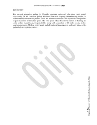 Review of education policy in uganda (revised) | PDF