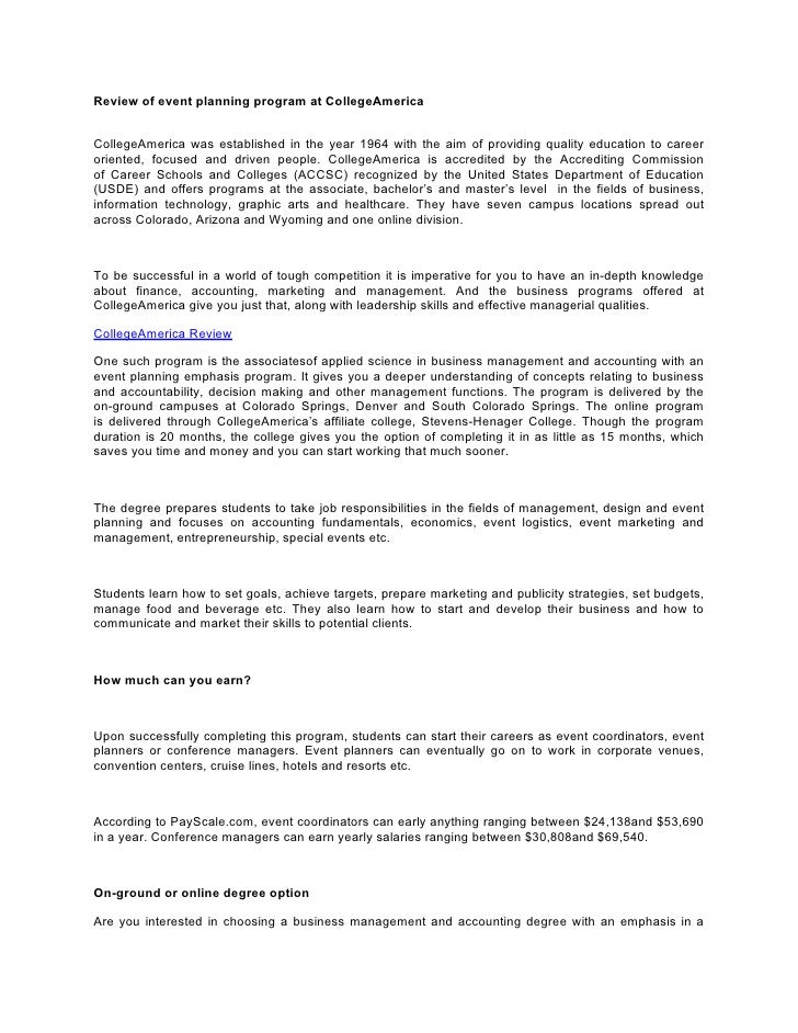 Events management personal statement