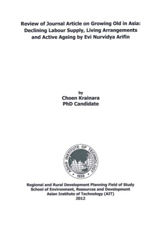 Review of Journal Article on Growing Old in Asia: Declining Labour Supply, Living Arrangements and Active Ageing