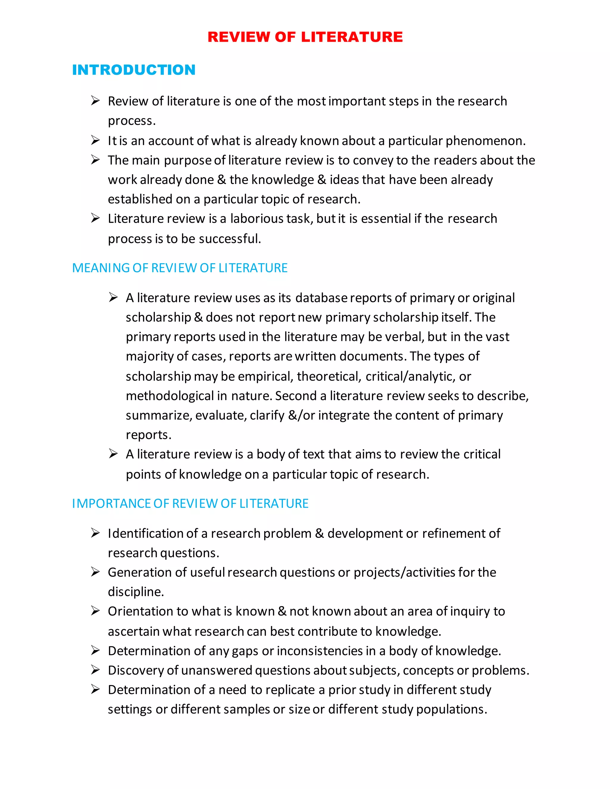 Review of literature | DOCX