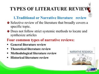 Narrative Review Include REVIEW OF LITERATURE | PPTX