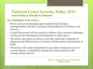 Review of national cyber security policy 2013 by chintan pathak | PPTX