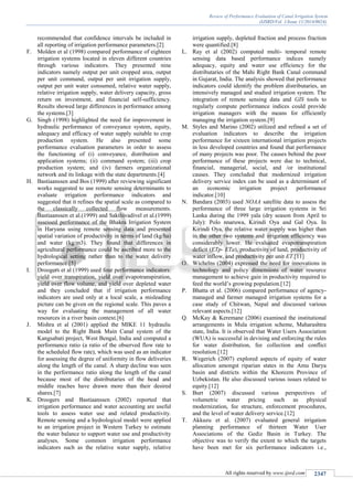 Review of performance evaluation of canal irrigation system | PDF