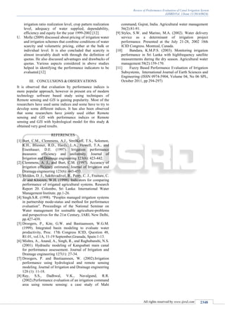 Review of performance evaluation of canal irrigation system | PDF