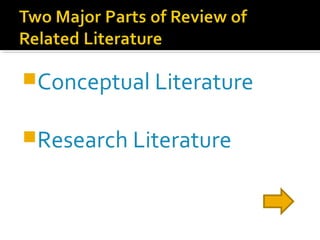 Conceptual Literature


Research Literature
 