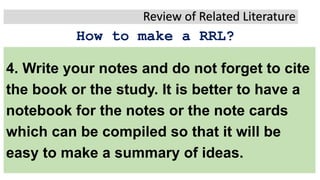 Note Card Rrl Format Topic in Research-review of related literature.pptx | Educational ...