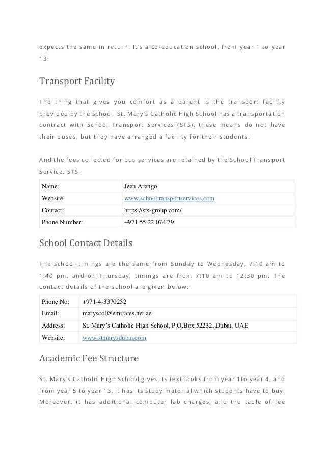 Review of st. mary’s catholic high school, dubai | PDF