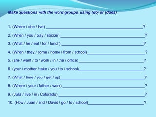 Review of Tenses Exercises