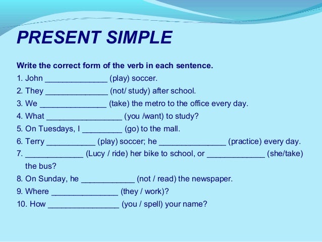 Present simple writing tasks
