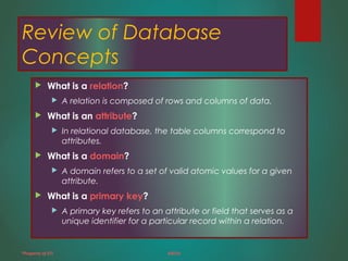 Review of theory of database | PPT