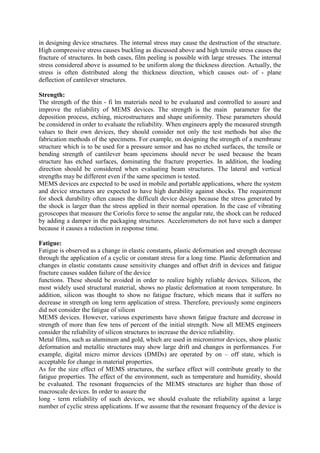 Review on evaluation mechanical properties of materials for mems | PDF