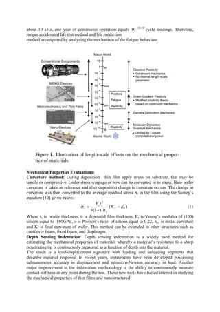 Review on evaluation mechanical properties of materials for mems | PDF