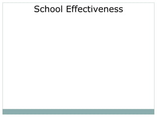 School Effectiveness
 