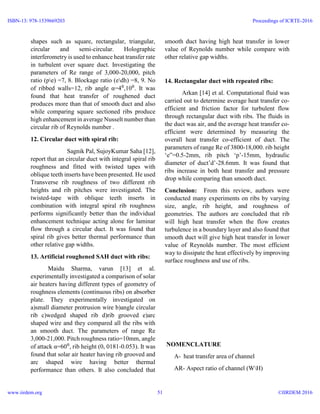 REVIEW PAPER- ON ENHANCEMENT OF HEAT TRANSFER USING RIBS | PDF