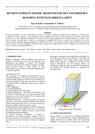 Review paper on seismic responses of multistored rcc building with mass ...