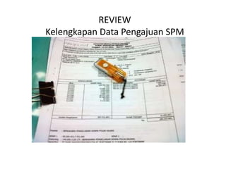 REVIEW
Kelengkapan Data Pengajuan SPM
 