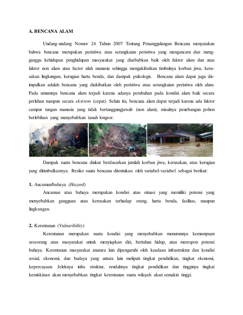 Review pengertian bencana alam