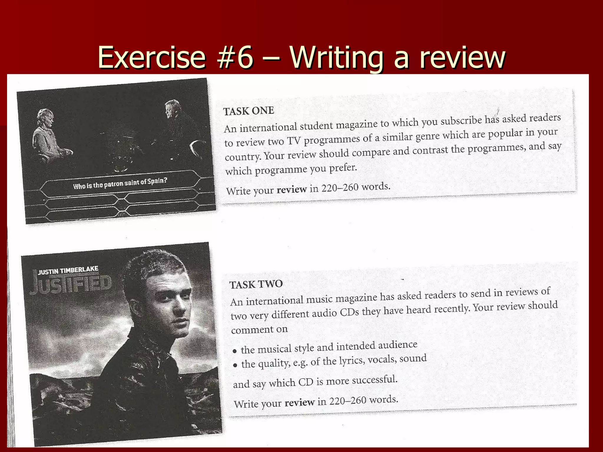 Exercise #6 – Writing a review 