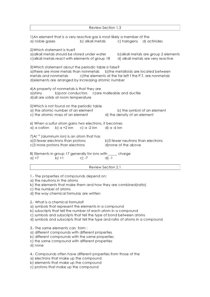 Quiz Balancing Chemical Equations 2
