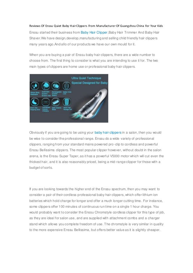 Reviews Of Enssu Quiet Baby Hair Clippers From Manufacturer Of Guangz