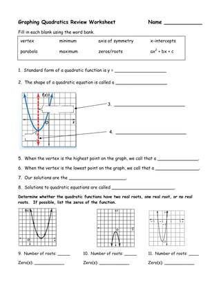 Review solving quadratics by graphing | PDF Review solving quadratics by graphing | PDF