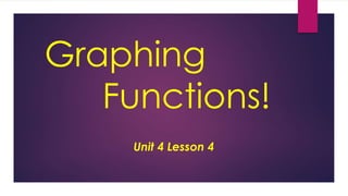 Graphing 
Functions! 
Unit 4 Lesson 4 
 