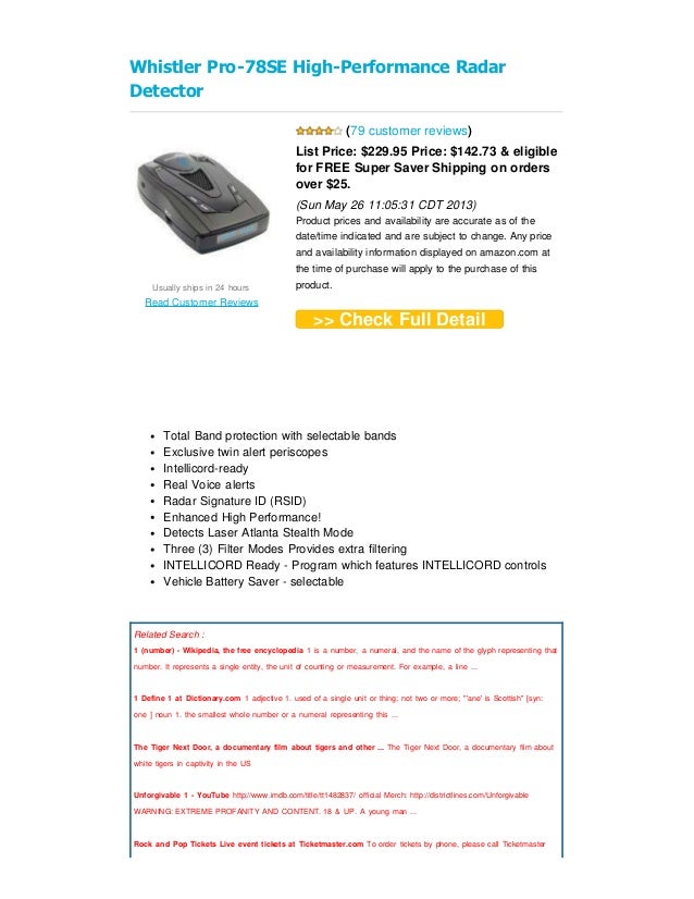 Whistler Pro 78se Review