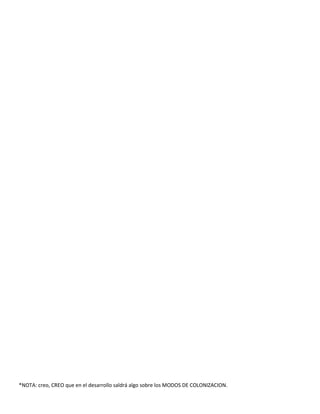 *NOTA: creo, CREO que en el desarrollo saldrá algo sobre los MODOS DE COLONIZACION.
 
