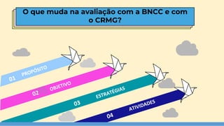 O que muda na avaliação com a BNCC e com
o CRMG?
 