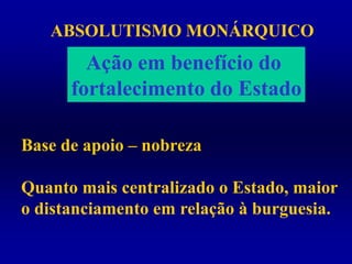 Apoio às atividades mercantisESTADOS ABSOLUTOS / CAPITALISMO COMERCIAL /MERCANTILISMO