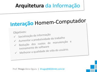 Arquitetura da Informação




Prof. Thiago Akira Ogura | thiago@8020mkt.com.br
 