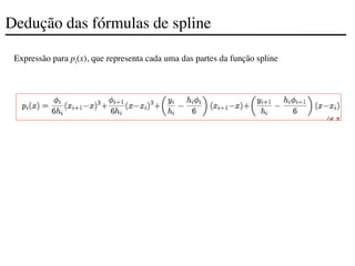 Dedução das fórmulas de spline
Expressão para pi(x), que representa cada uma das partes da função spline
 