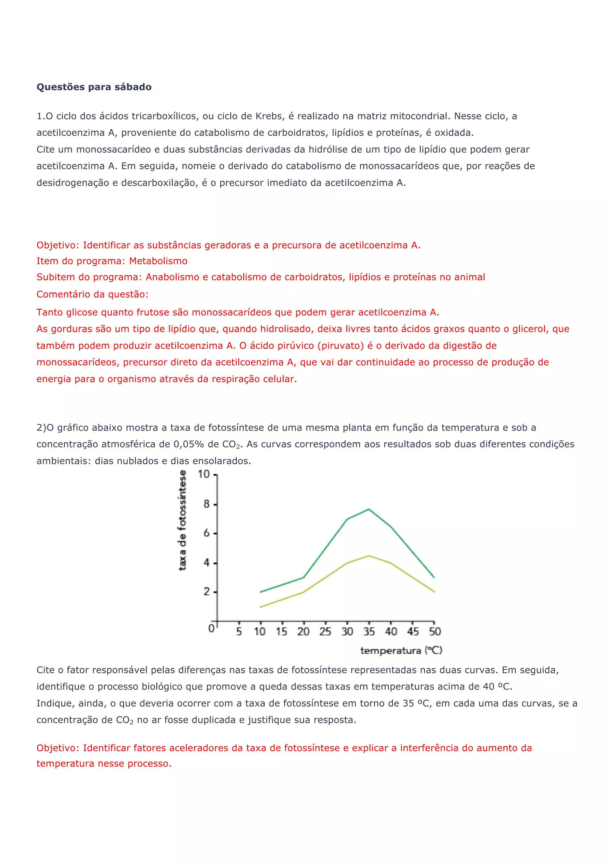 Questões Sobre Metabolismo Energético - FDPLEARN