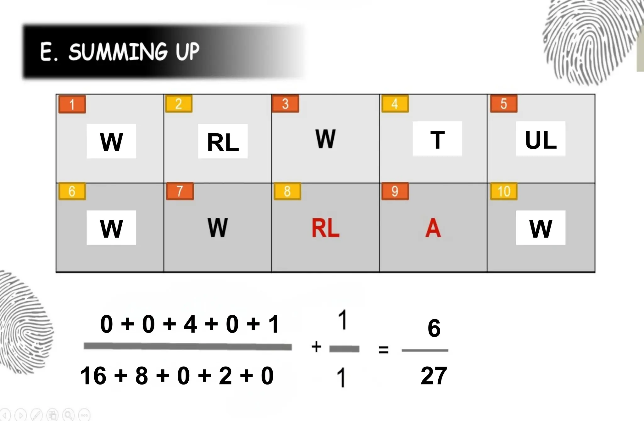 W
W
RL
W
UL
T
16 + 8 + 0 + 2 + 0
0 + 0 + 4 + 0 + 1 6
27
6
27
 