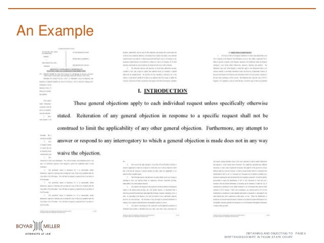 Page An Example 5obtaining And Objecting To Written Discovery In Texas State Court 6 Page An Example 5obtaining And Objecting To Written Discovery In Texas State Court 6
