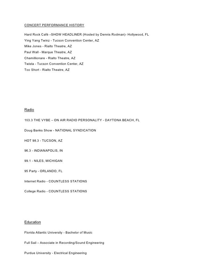 production songwriting engineering resume