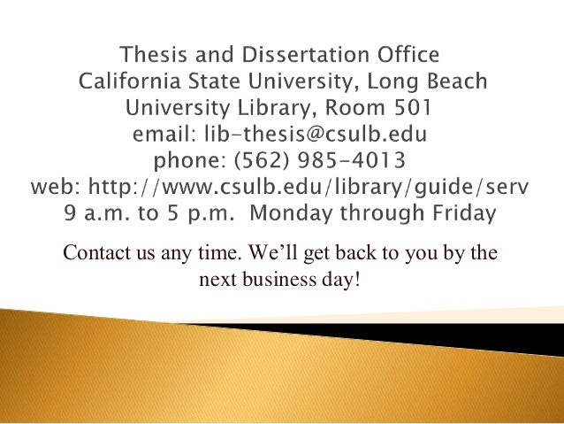 Thesis and dissertation office csulb